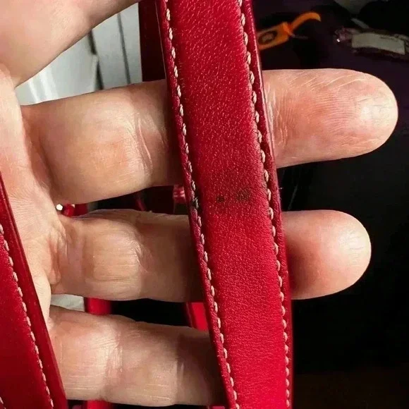 Coach Ashley Red Leather Double Handle Zipper Closure Tote Shoulder Bag - Picture 7 of 7